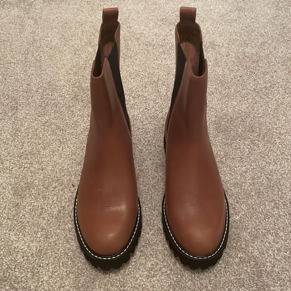 Jcrew Leather high shaft Chelsea lug sole boots